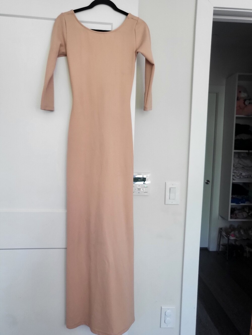 Long Sleeve Maxi Dress in Blush Beige